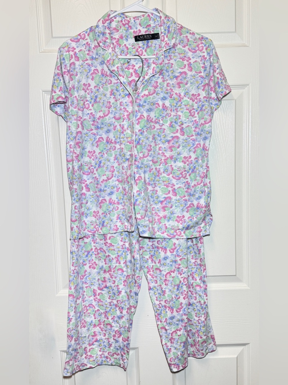 Lauren Ralph Lauren Womenβs Pastel Floral Short-Sleeve Pajama Set M